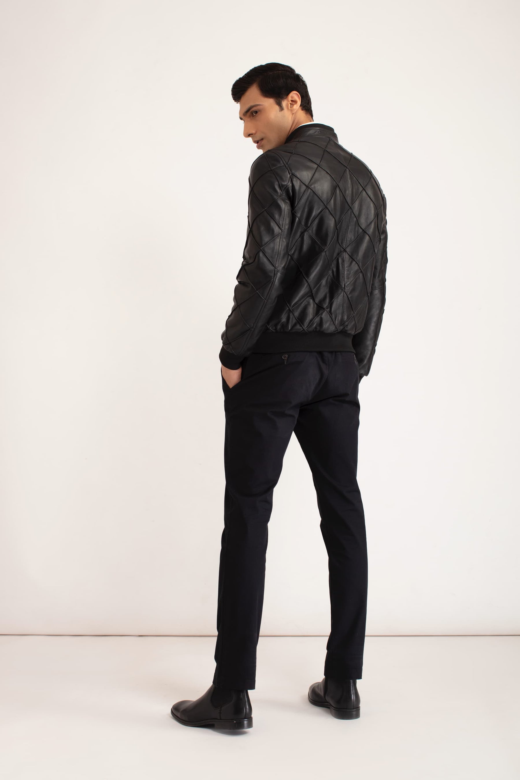 Knox - Leather Bomber Jacket - Black