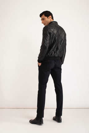 Knox - Leather Bomber Jacket - Black