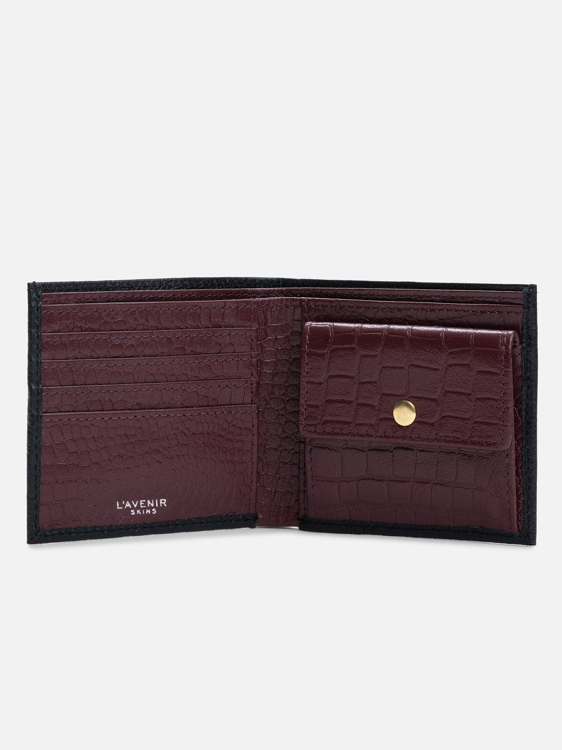 Men's Bifold Wallet - Black and Wine