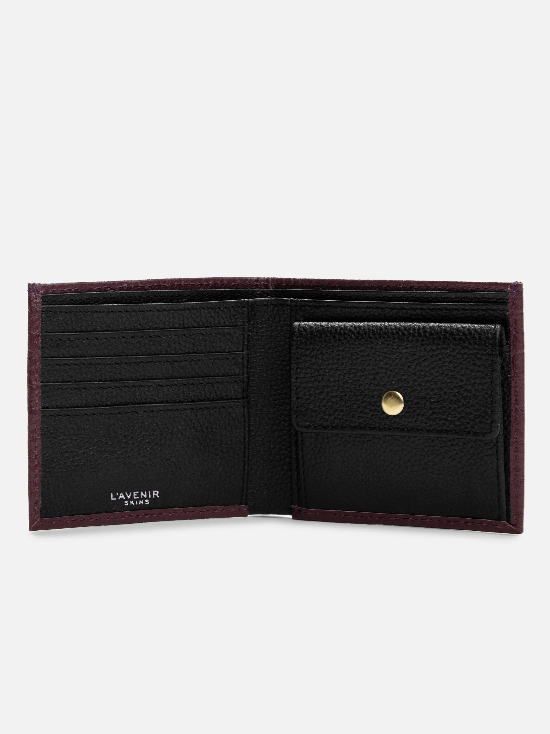 Men's Bifold Wallet - Wine & Black