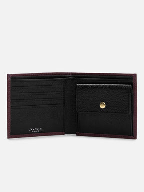 Men's Bifold Wallet - Wine & Black