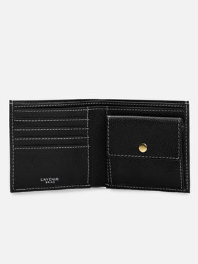 Men's Bifold Wallet - All Black With White Stitching