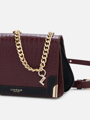 THE CHAIN DETAILED RENEE BELT BAG - WINE & BLACK