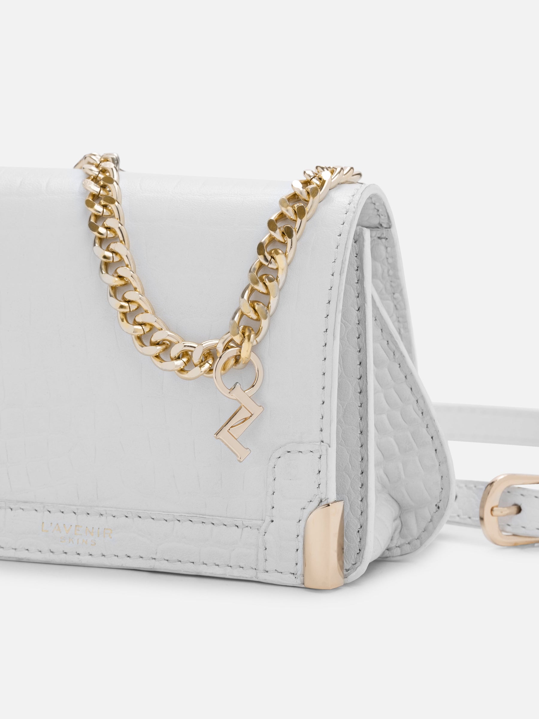 THE CHAIN DETAILED RENEE BELT BAG - WHITE