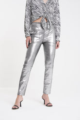 RIFT - LEATHER METALLIC PANTS - SILVER