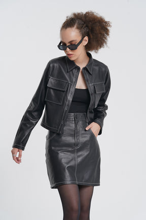 Keiko - Leather Co-ord Set - Black