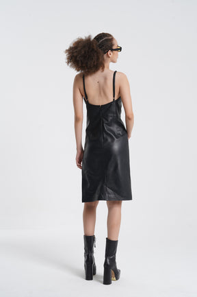 Freydis - Leather Dress - Black