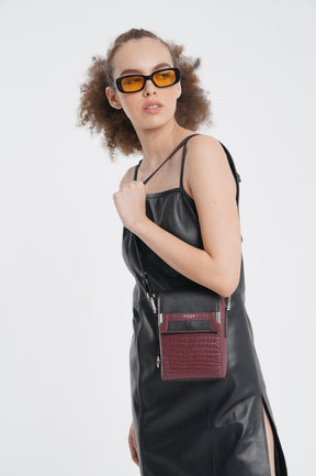 THE OVIS UNISEX CROSSBODY BAG - Wine & Black
