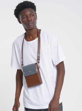THE OVIS UNISEX CROSSBODY BAG - Grey & Brown