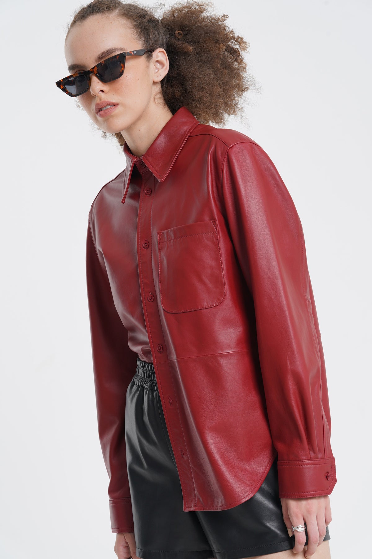 RUTH - LEATHER SHIRT - RED