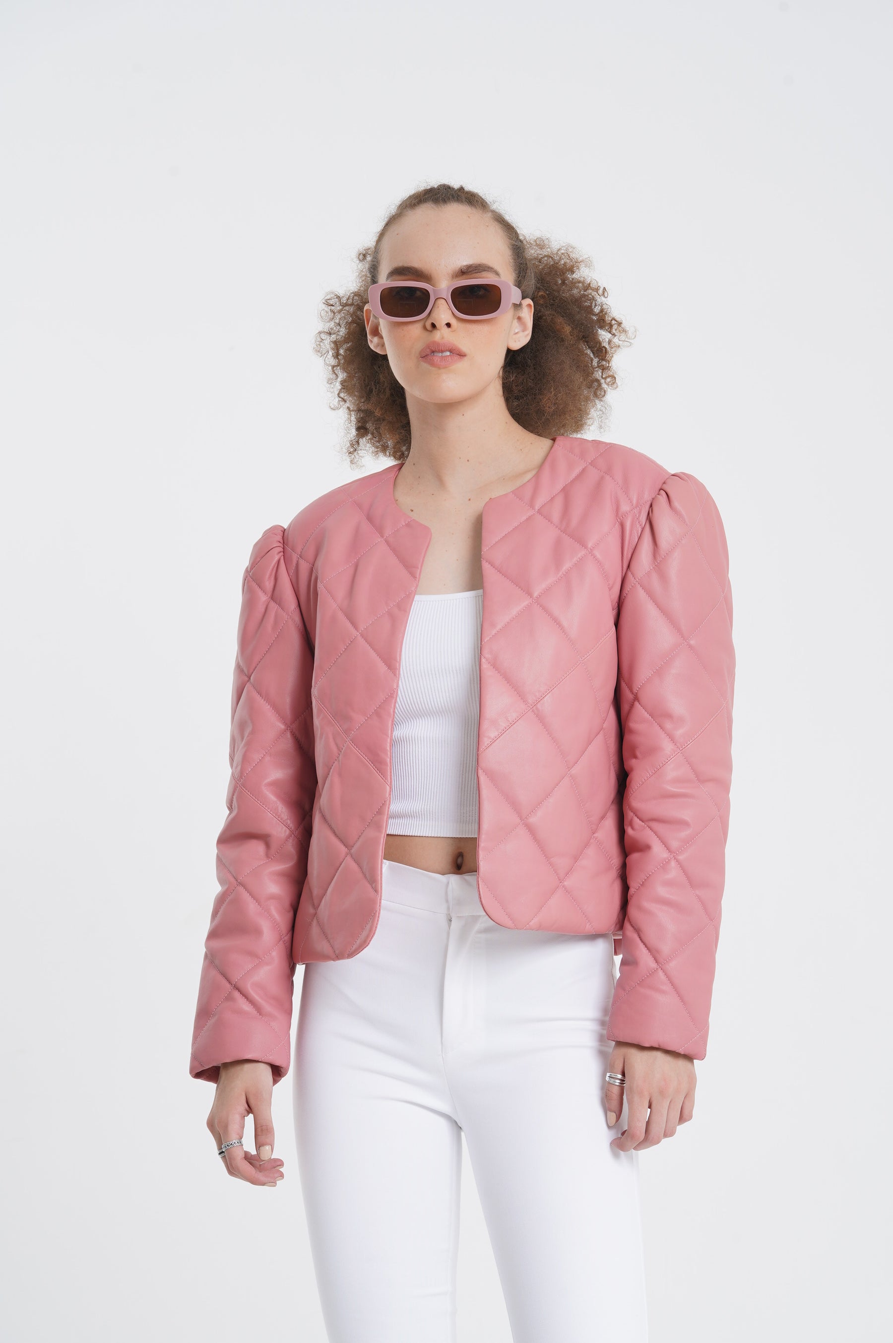 Pia Mia - Leather Quilted Jacket - Rose