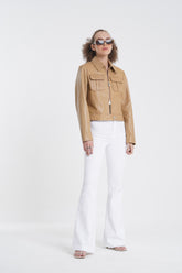 Elora - Leather Jacket - Sand