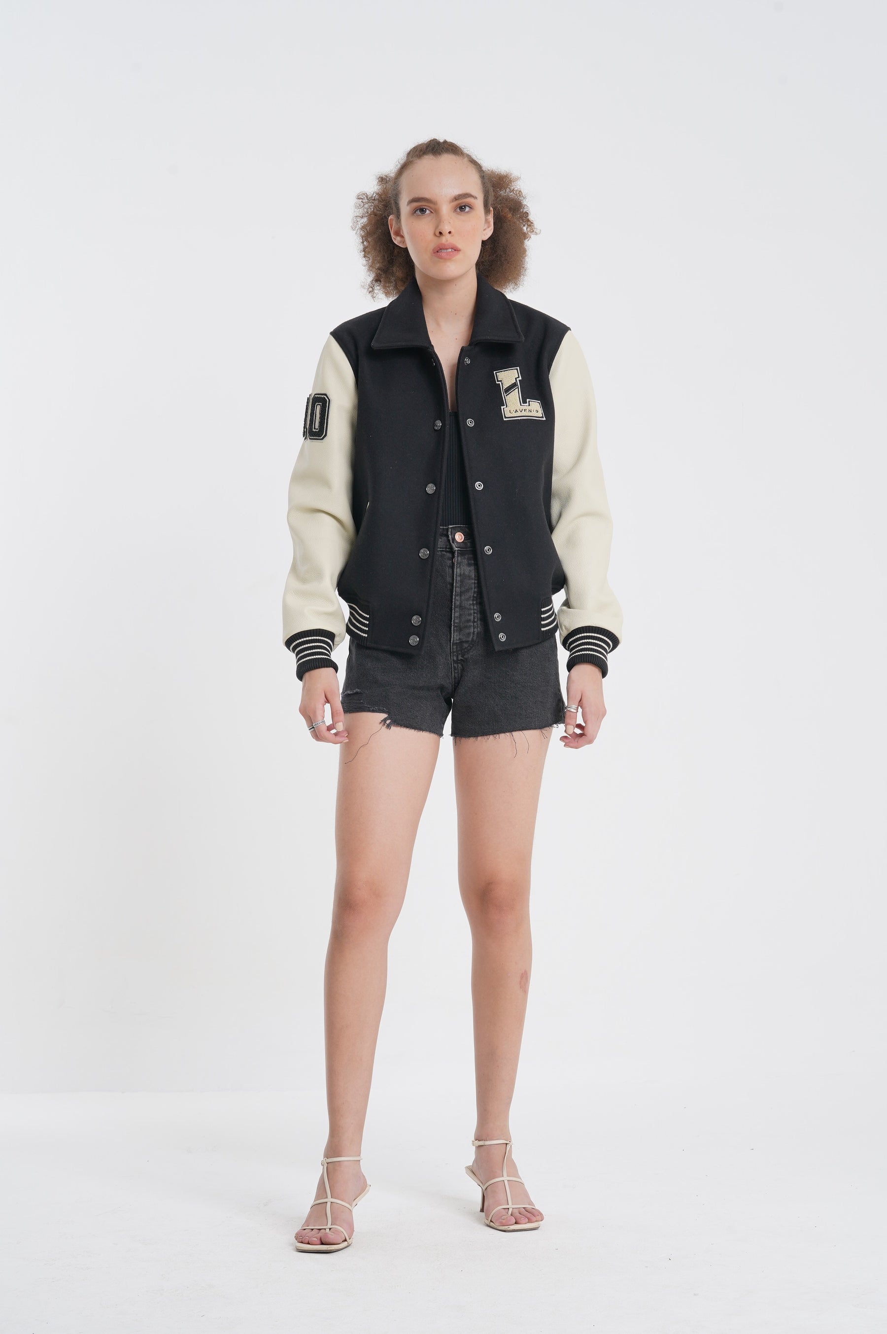 Off-White Black Leather Varsity Jacket Off-White