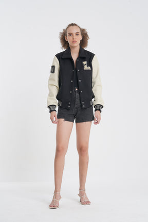 Ivar - Leather Varsity - Off White & Black