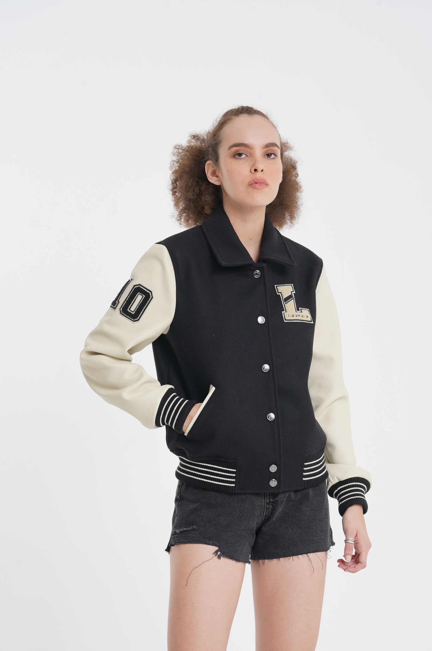 Ivar - Leather Varsity - Off White & Black