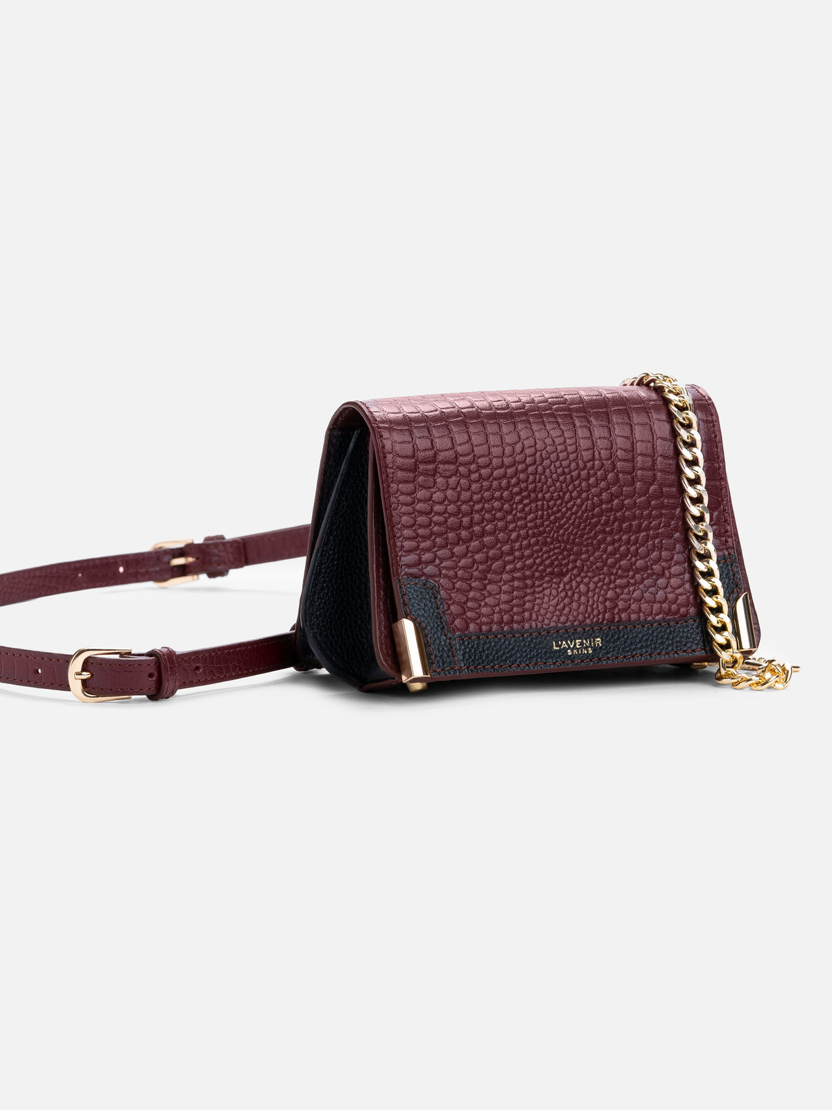 THE CHAIN DETAILED RENEE BELT BAG - WINE & BLACK