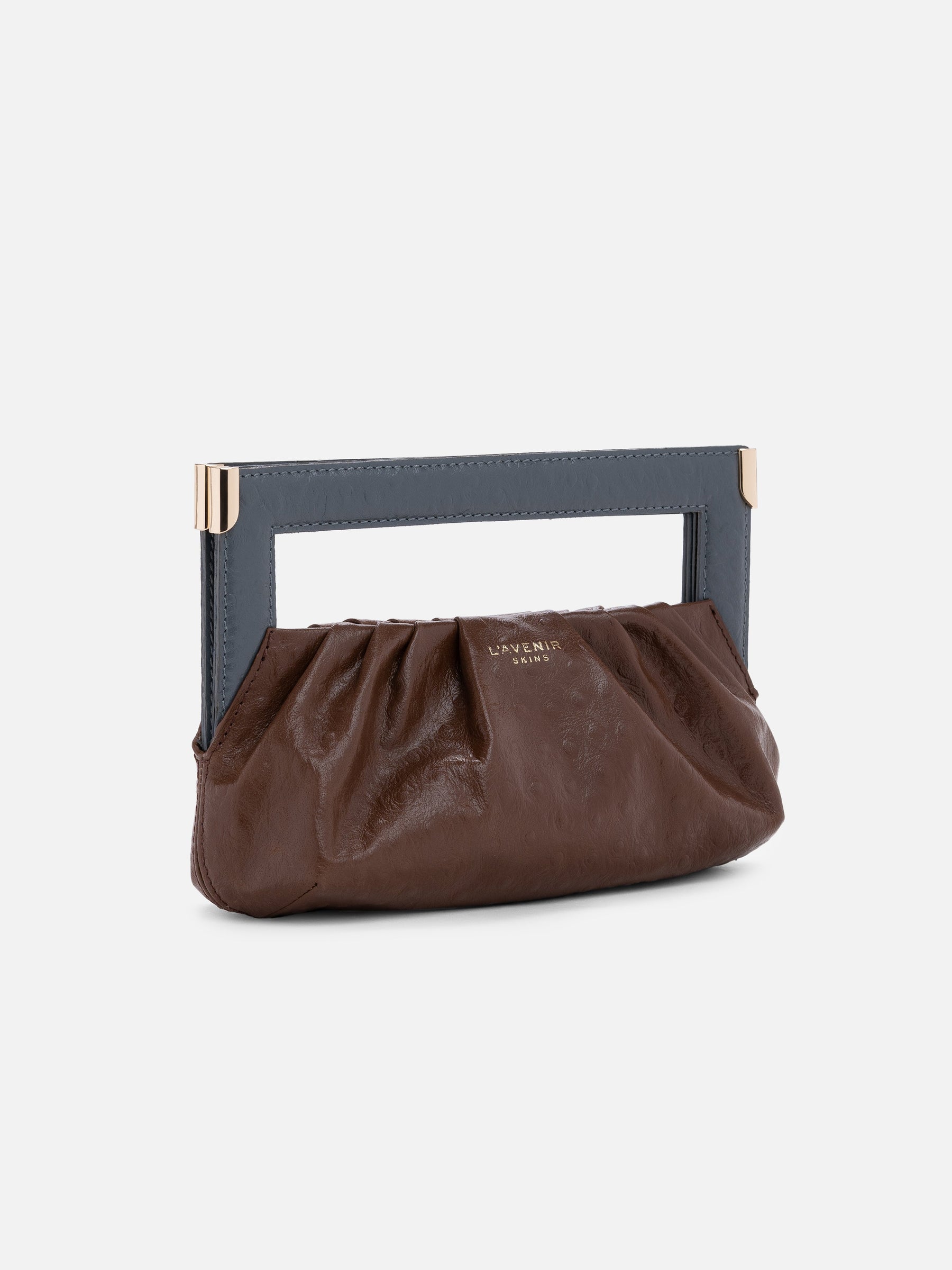 Doucette Clutch Bag - Grey and Brown