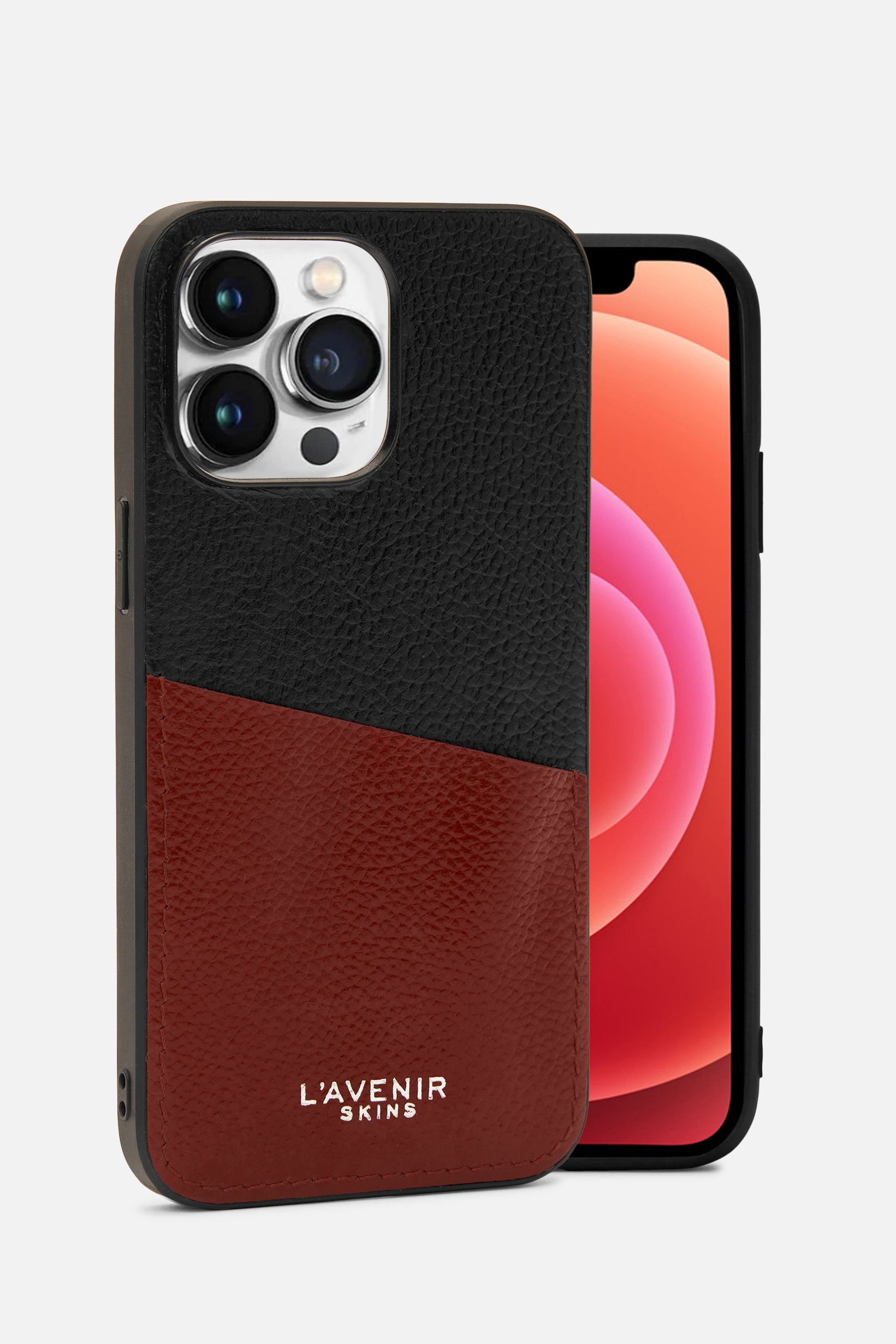 Iphone Case - Card Pocket - Black and Red Potting Soil