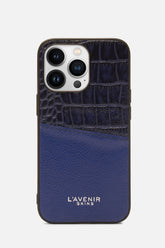 iPhone Case - Dual Tone Stitched - Blue & Navy Croco