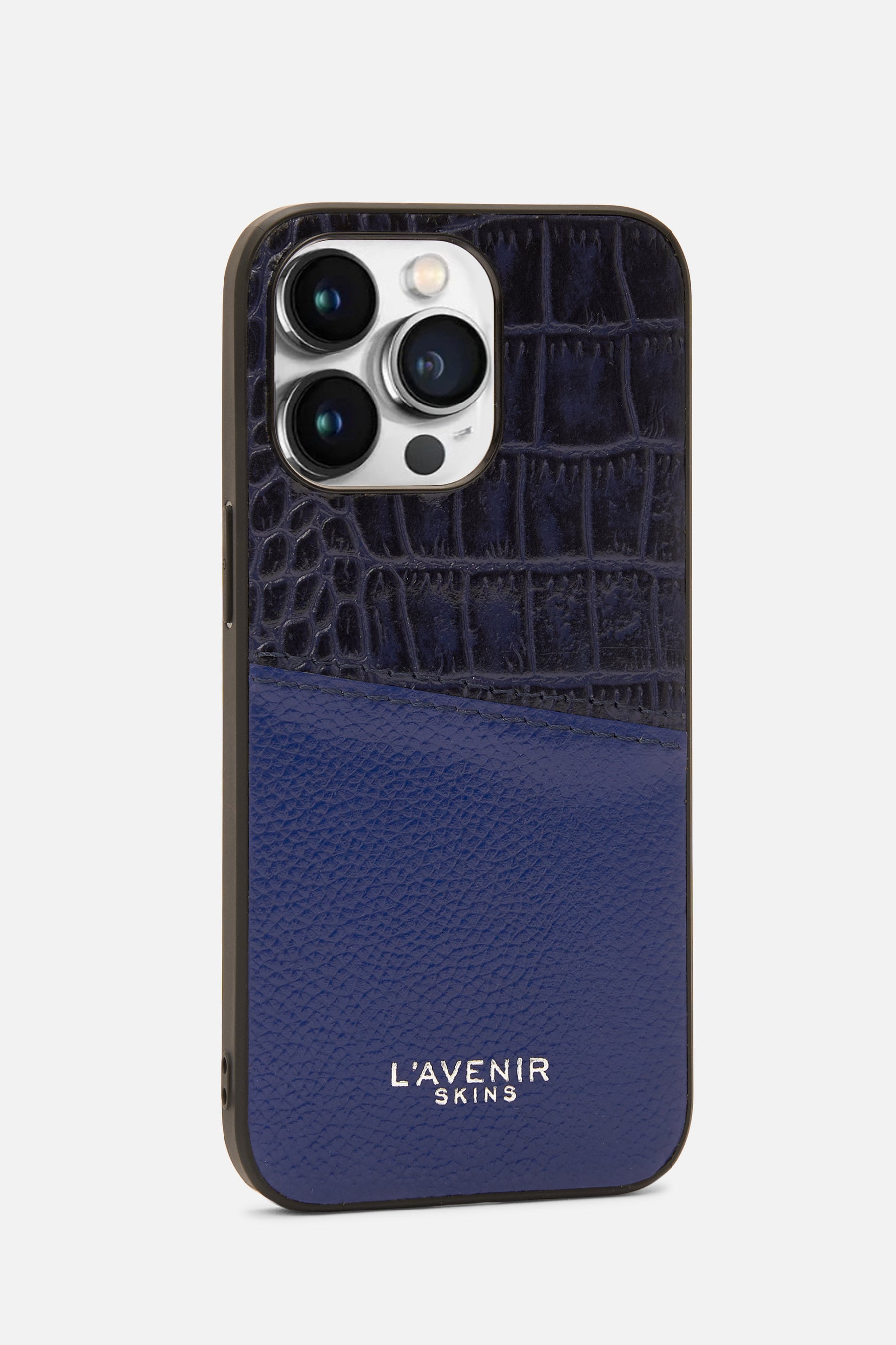 Iphone Case - Dual Tone Stitched - Blue & Navy Croco