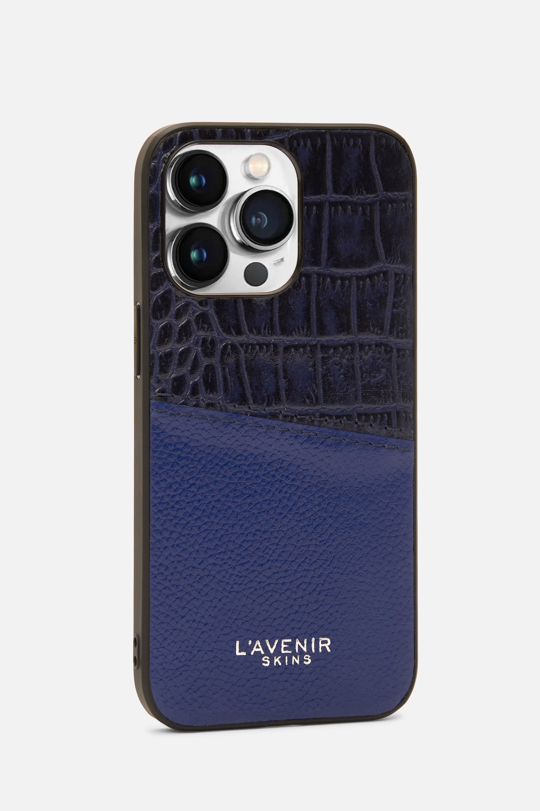 iPhone Case - Dual Tone Stitched - Blue & Navy Croco