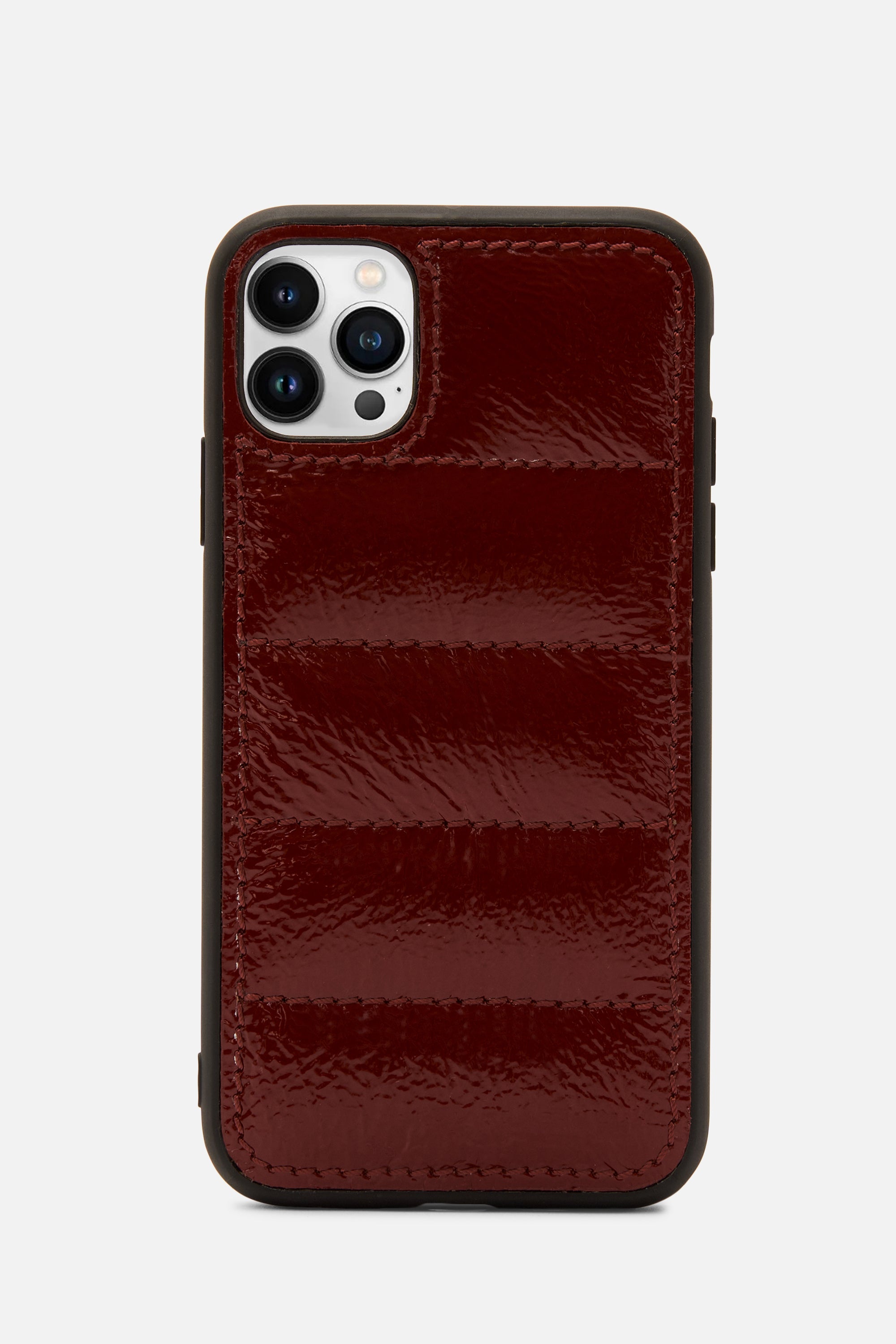 iPhone Puffer Case - Quilted - Red Patent Metallic