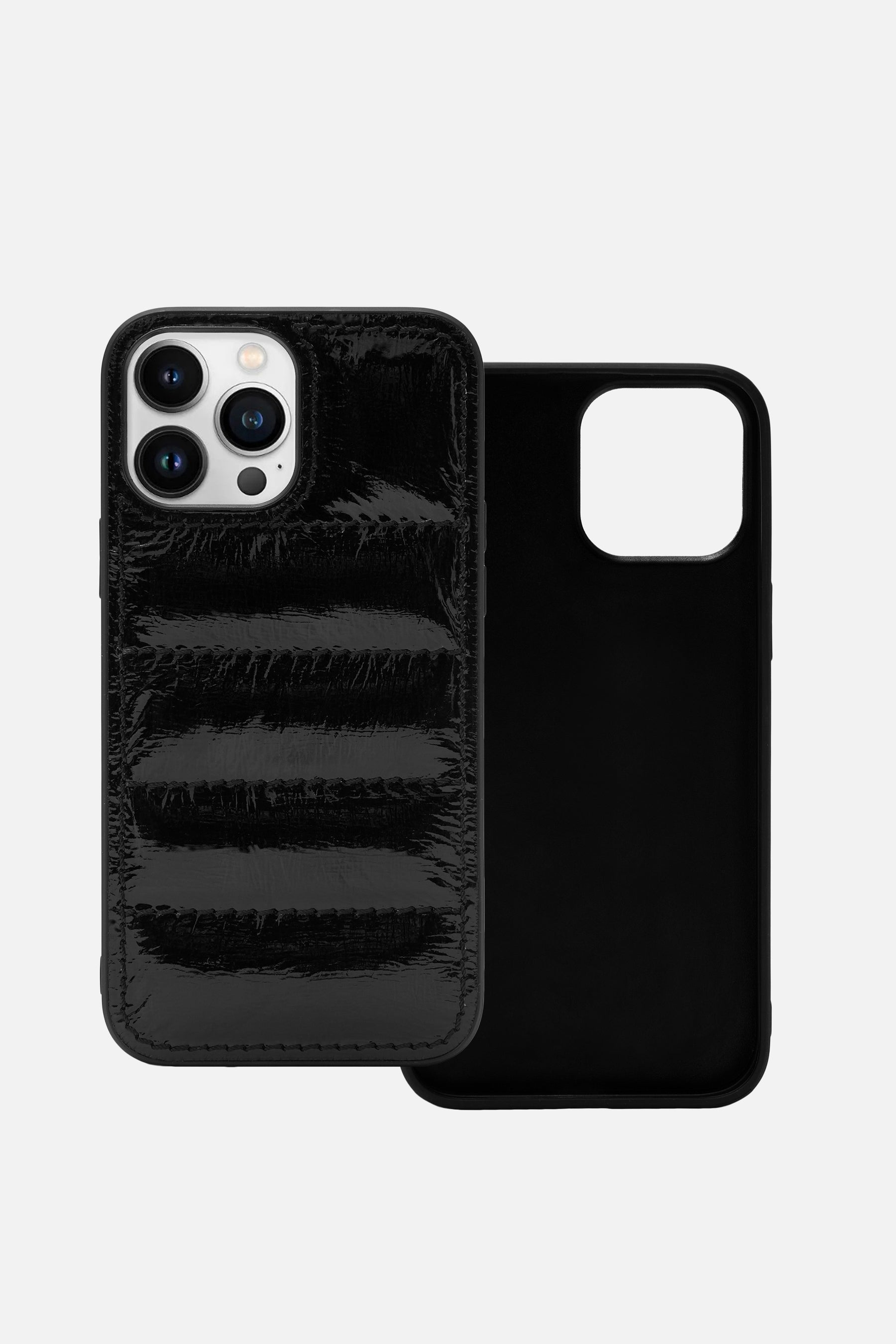 Iphone Puffer Case - Quilted - Black Metallic