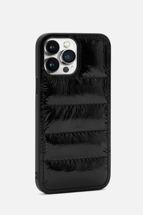 Iphone Puffer Case - Quilted - Black Metallic