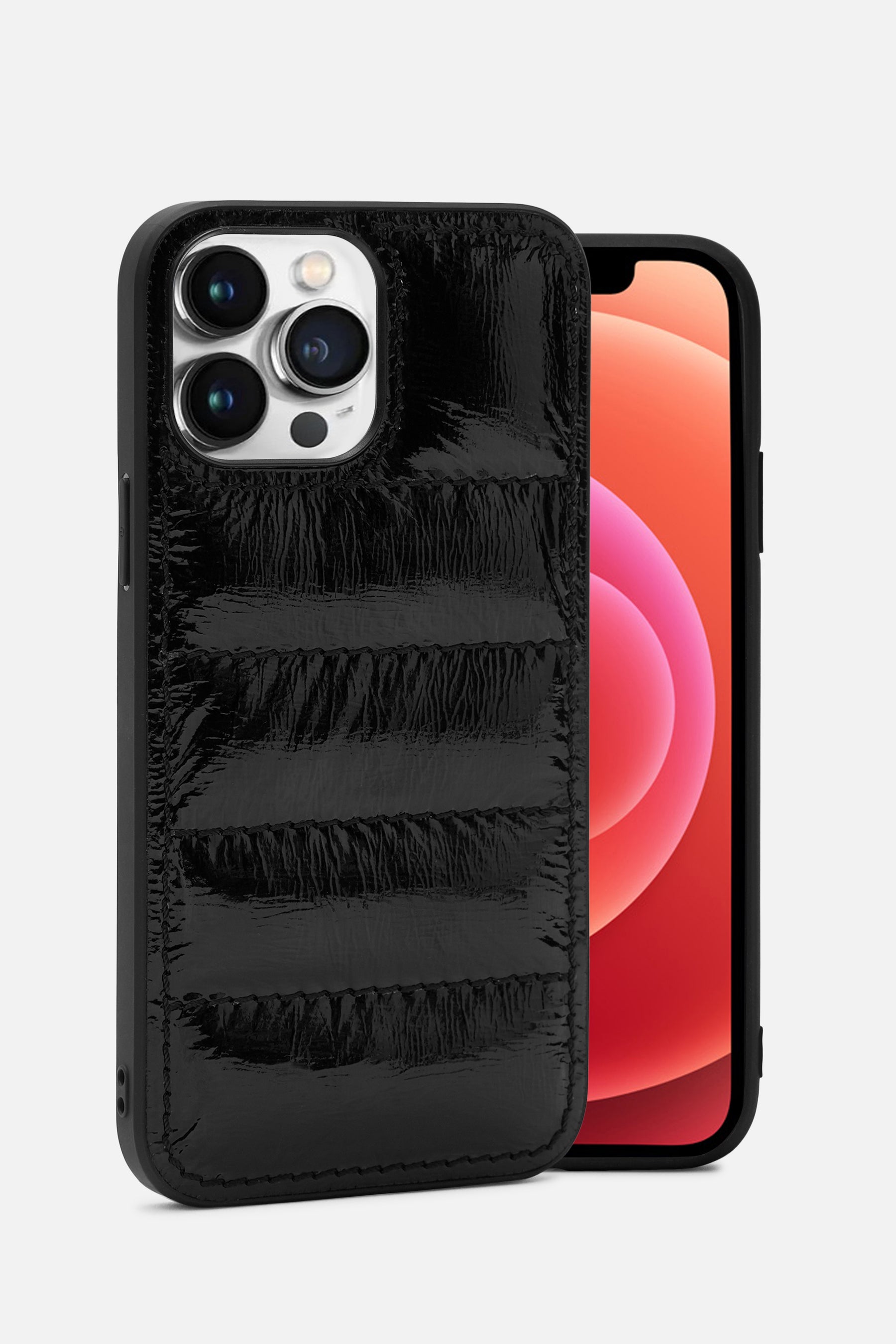 Iphone Puffer Case - Quilted - Black Metallic