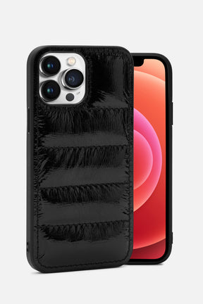 Iphone Puffer Case - Quilted - Black Metallic