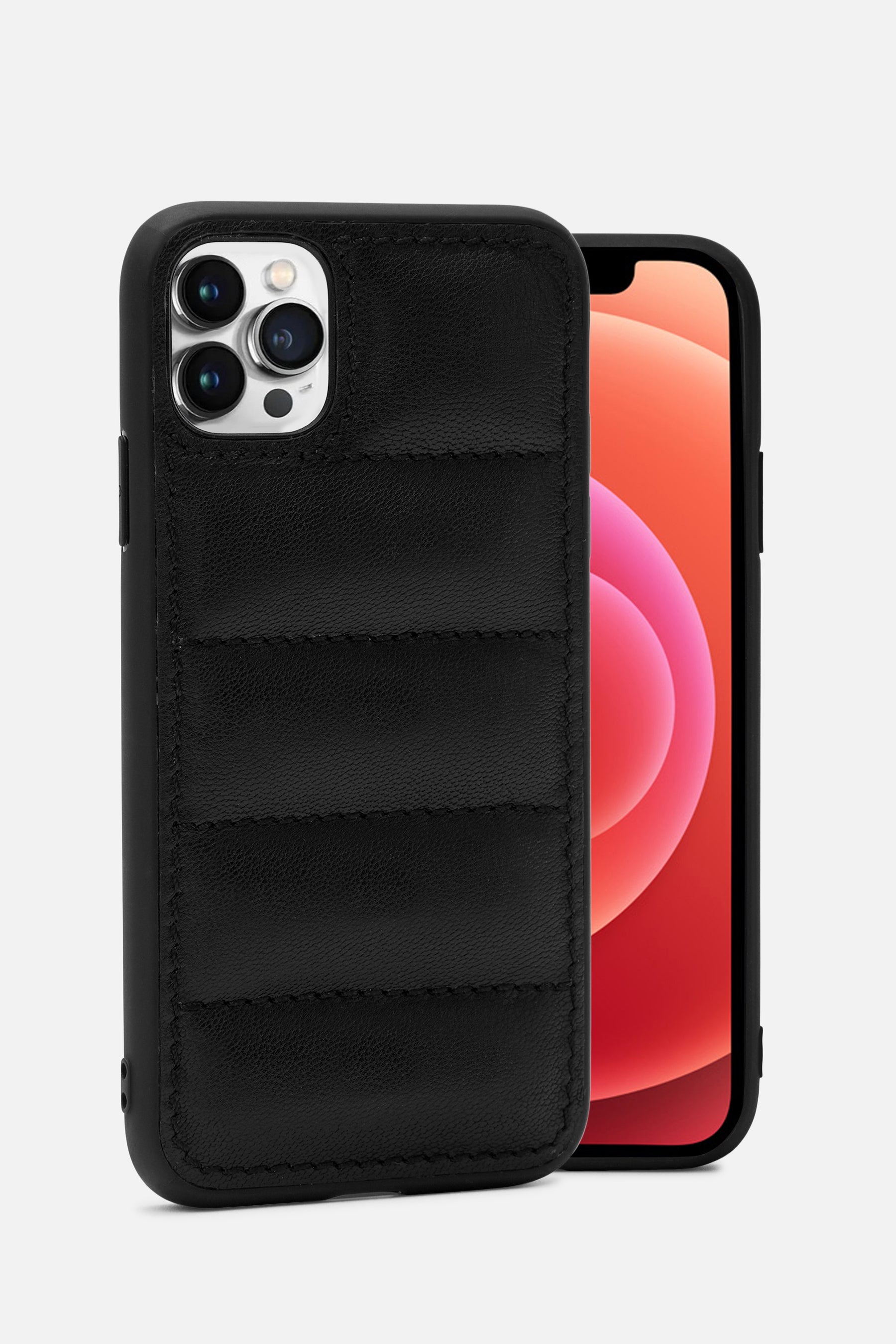Iphone Puffer Case - Quilted - Grainy Black