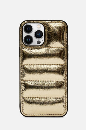 Iphone Puffer Case - Quilted - Gold Metallic
