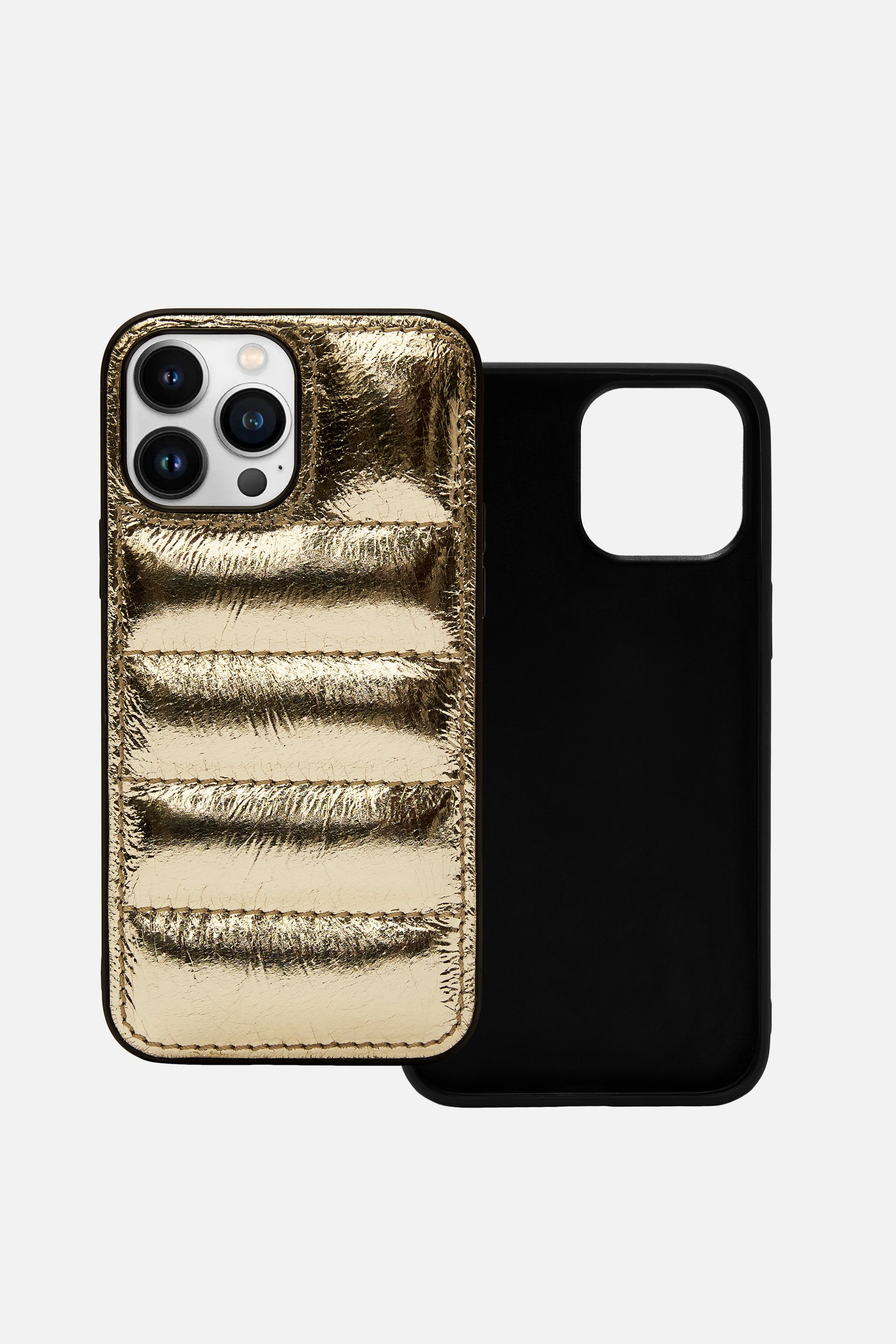 Iphone Puffer Case - Quilted - Gold Metallic