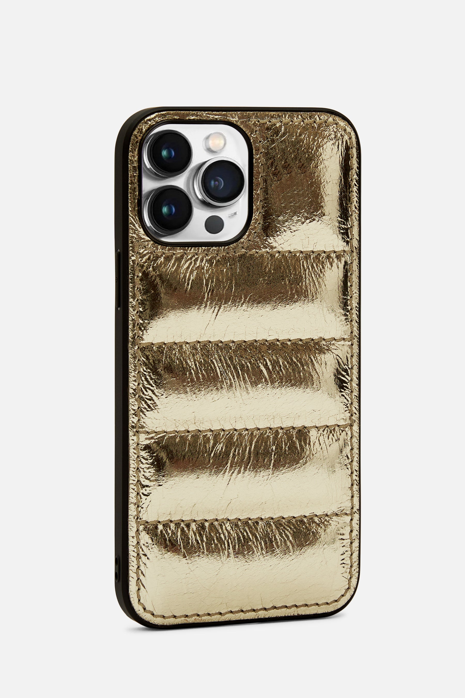 Iphone Puffer Case - Quilted - Gold Metallic