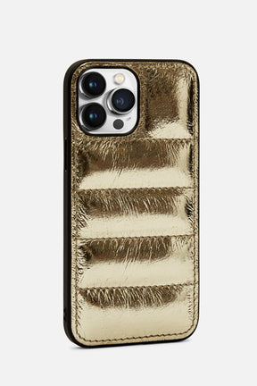 Iphone Puffer Case - Quilted - Gold Metallic