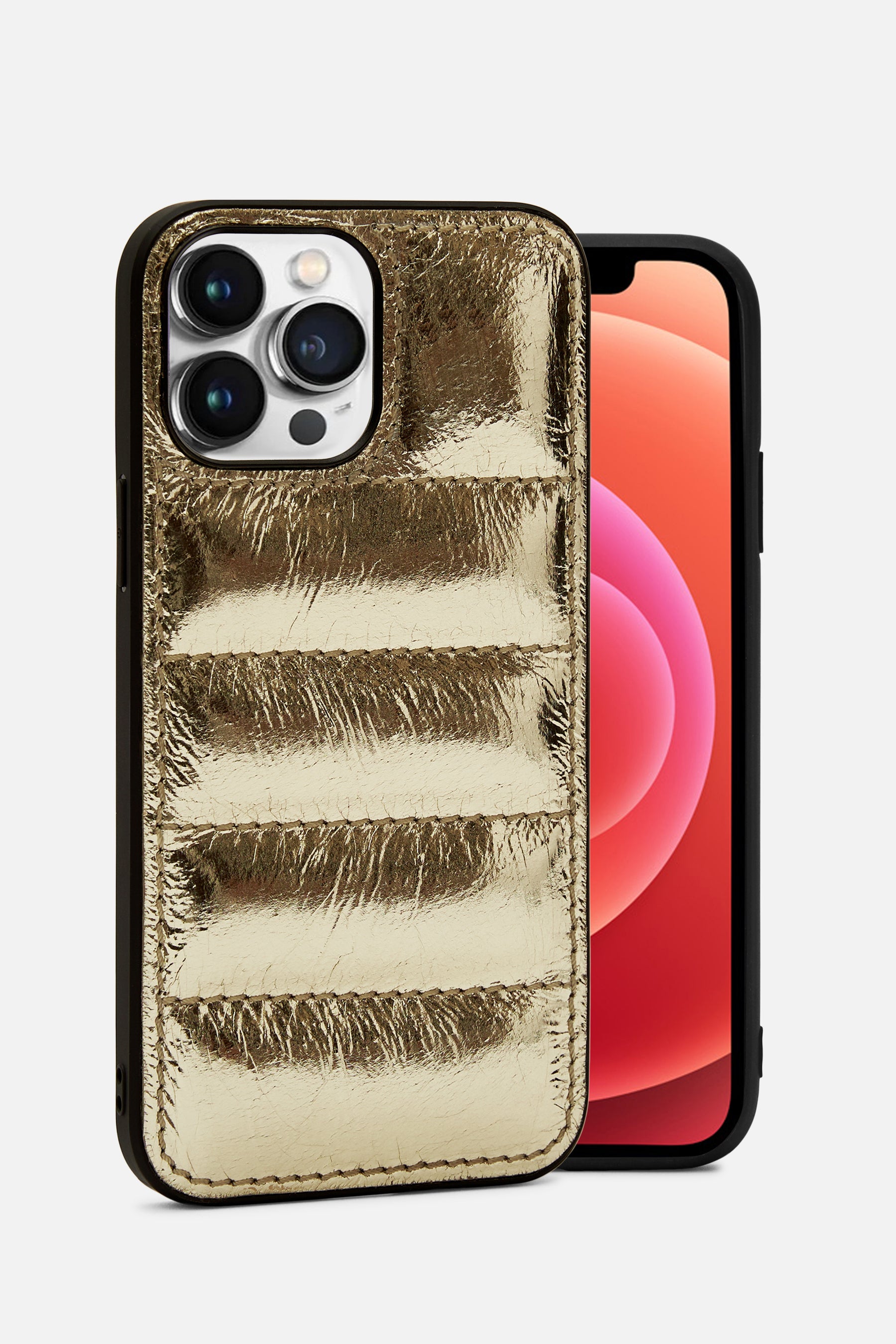 Iphone Puffer Case - Quilted - Gold Metallic