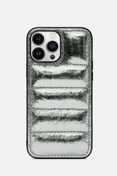 Iphone Puffer Case - Quilted - Silver  Metallic