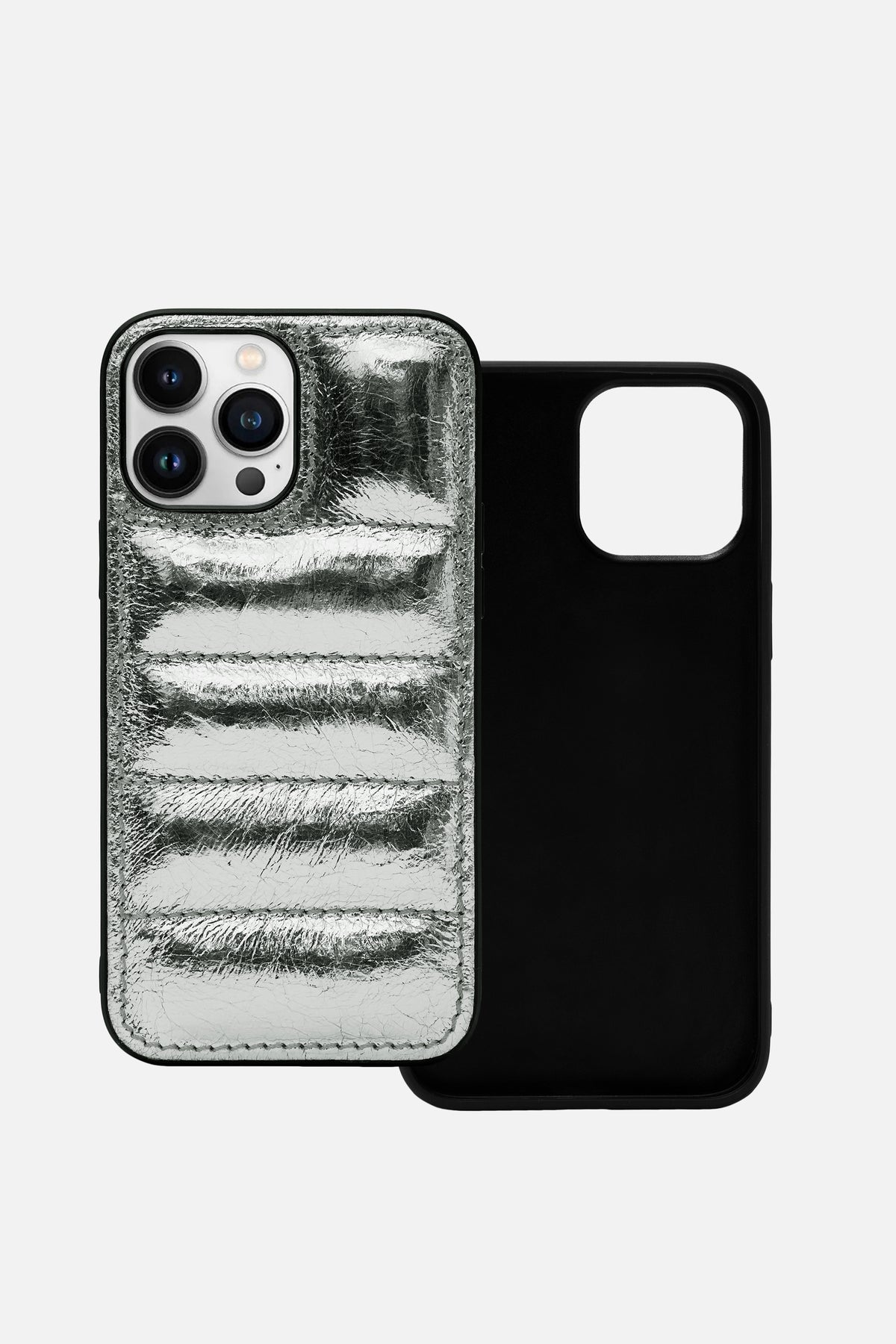 Iphone Puffer Case - Quilted - Silver  Metallic