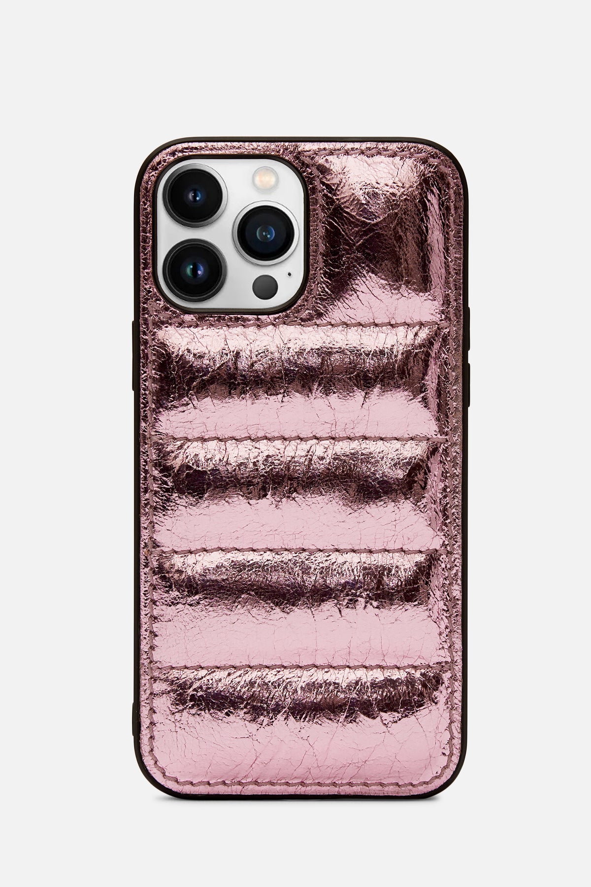 Iphone Puffer Case - Quilted - Rosé Metallic