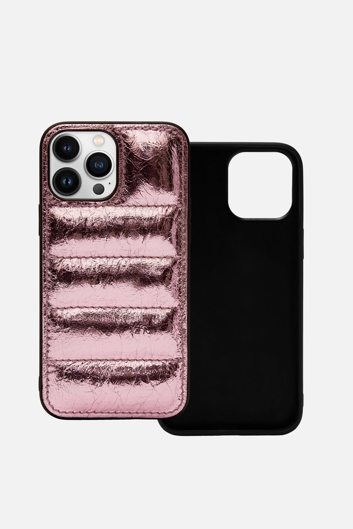 Iphone Puffer Case - Quilted - Rosé Metallic