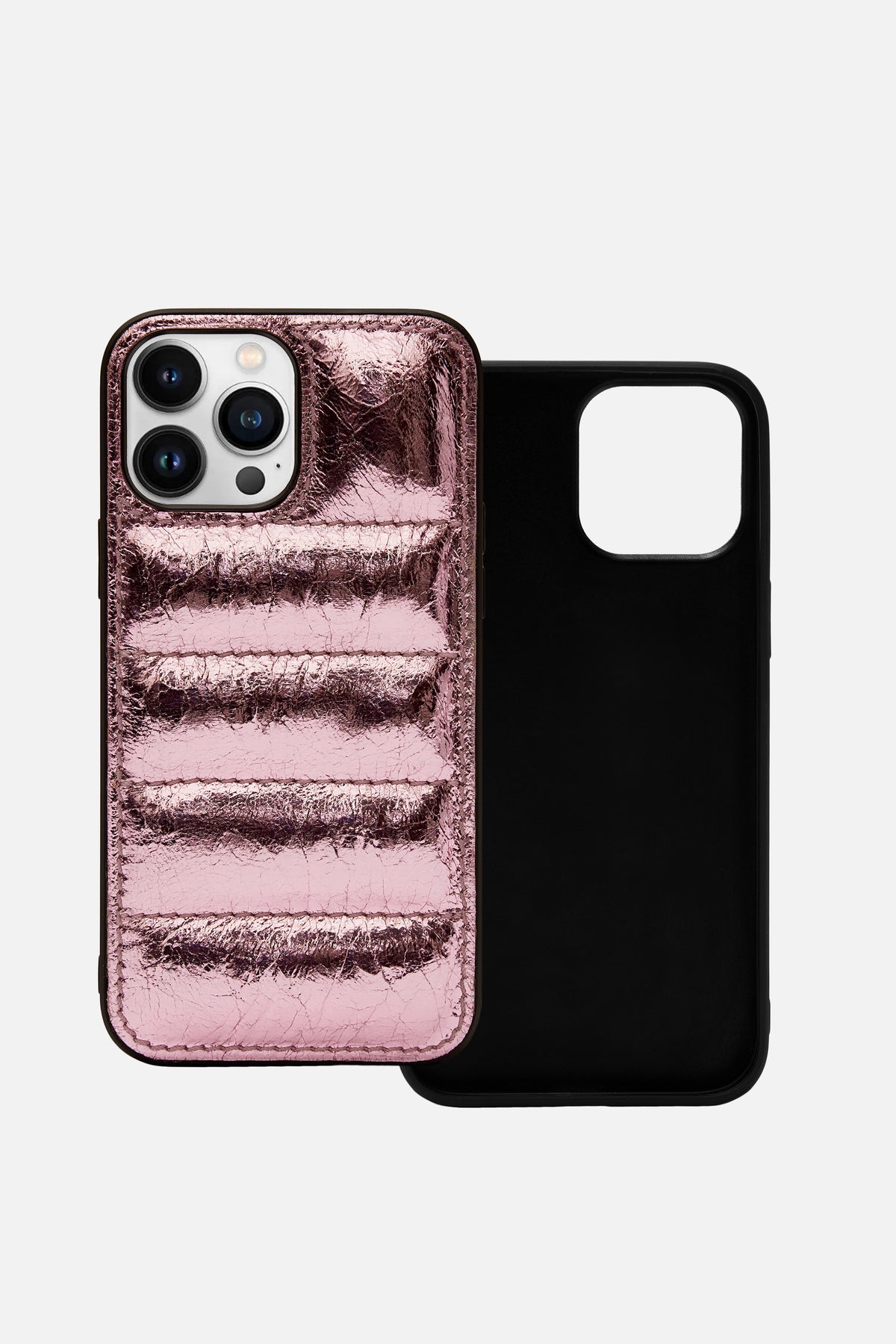 iPhone Puffer Case - Quilted - Rosé Metallic