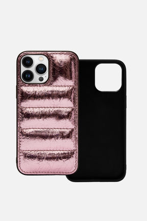 Iphone Puffer Case - Quilted - Rosé Metallic