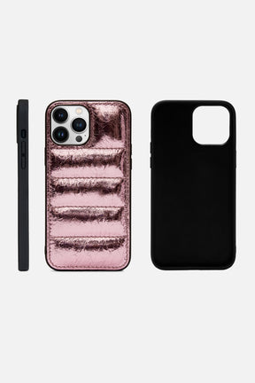 Iphone Puffer Case - Quilted - Rosé Metallic