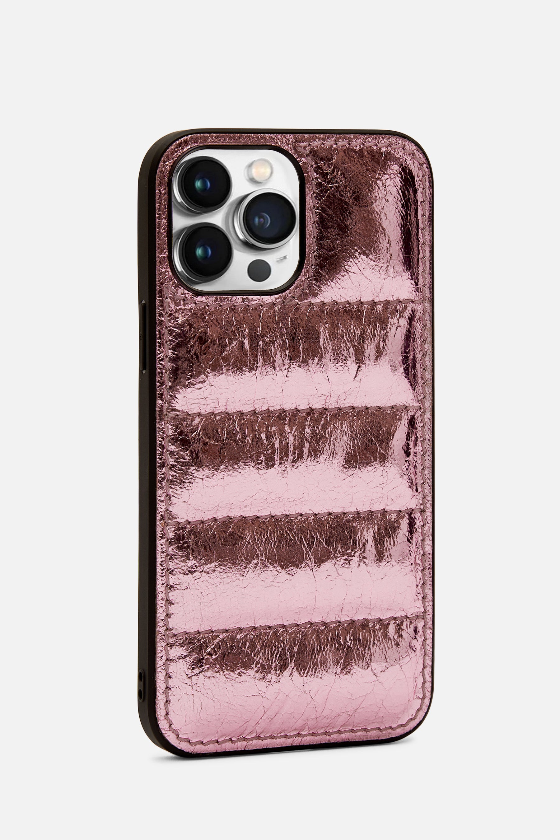 iPhone Puffer Case - Quilted - Rosé Metallic