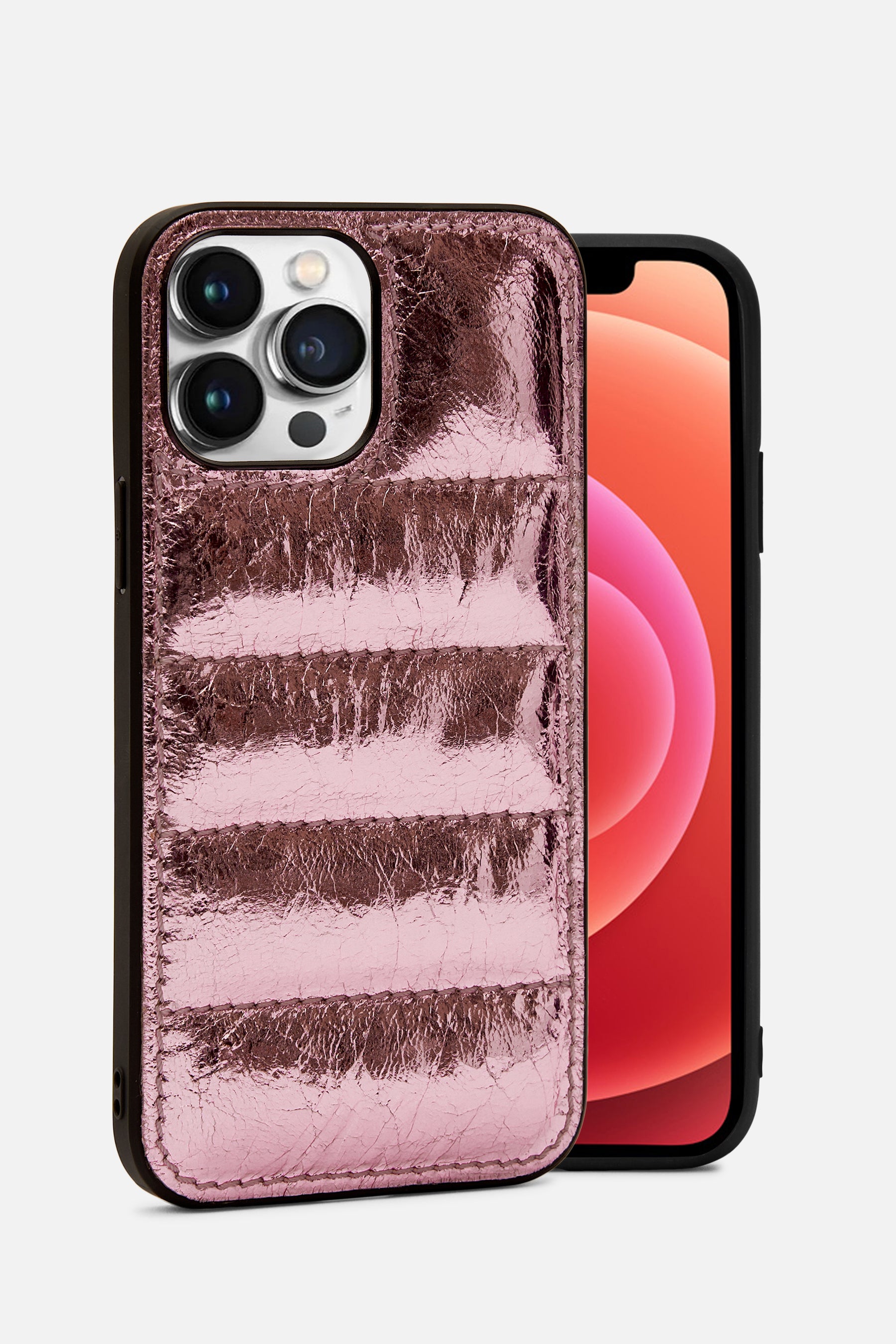 Iphone Puffer Case - Quilted - Rosé Metallic