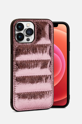 Iphone Puffer Case - Quilted - Rosé Metallic