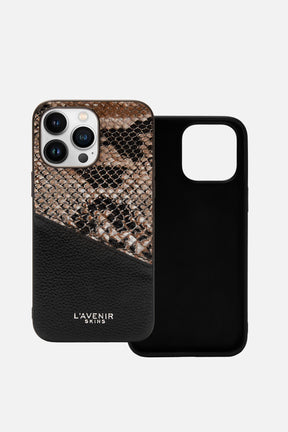 Iphone Case - Dual Tone - Black & Python Print