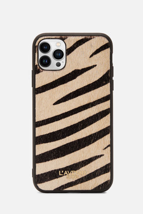 I PHONE CASE - HAIR ON LEATHER - ZEBRA PRINT