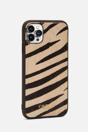 I PHONE CASE - HAIR ON LEATHER - ZEBRA PRINT