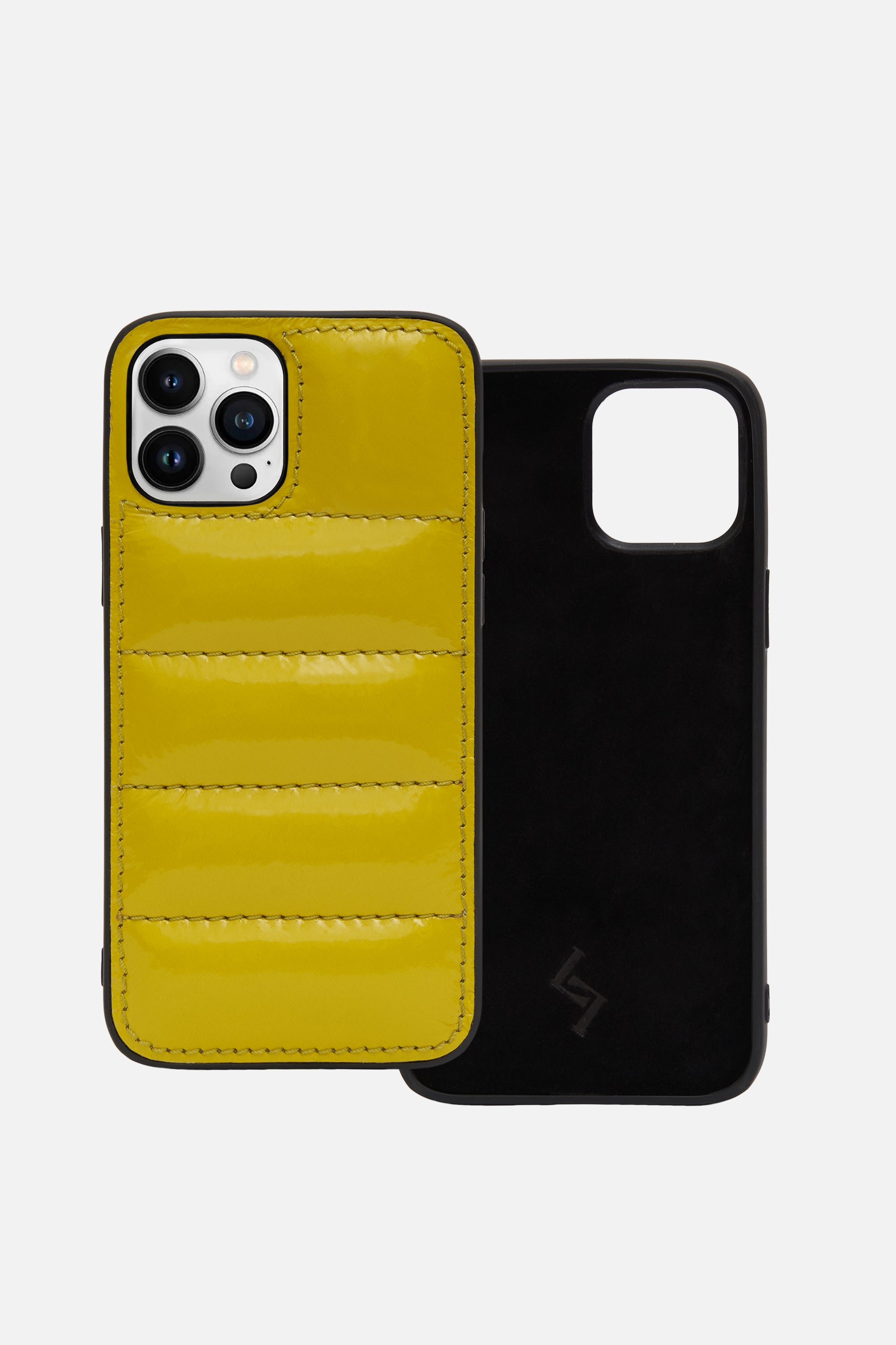 iPhone Puffer Case - Quilted - Snapchat Yellow Patent
